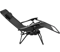 Раскладной шезлонг лежак Homart ZGC-001 Zero Gravity XXL до 150 кг с подстаканником, Садовое складное кресло раскладушка Bonro 167A Черный