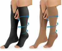 Компрессионные гольфы от варикоза Zip Sox, облегающие лечебные чулки, носки для фиксации лодыжек Зип Сокс со змейкой, Черные S/M, L/XL