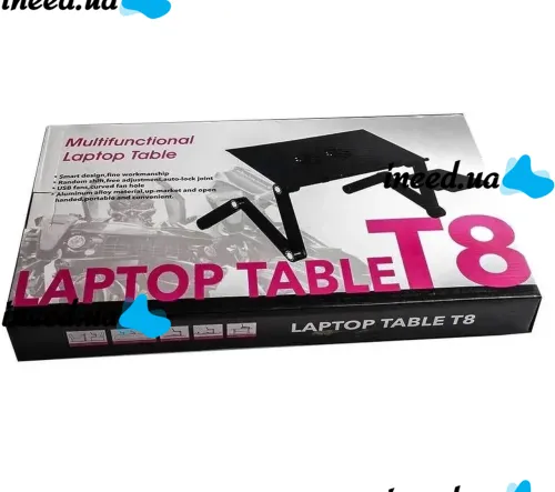 Складной столик трансформер для ноутбука Laptop Table T8 с USB-охлаждением и подставкой для мышки, Раскладной стол для ноутбуков с вентилятором