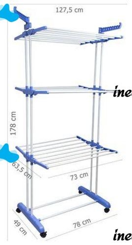 Folding Rack, Clothes Dryer, Linen 3 Tiers Garment Rack With Wheels K12-120 Metal So Convenient Dreamland