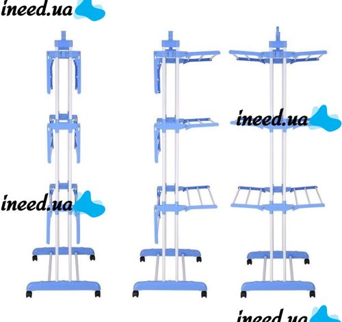 Folding Rack, Clothes Dryer, Linen 3 Tiers Garment Rack With Wheels K12-120 Metal So Convenient Dreamland