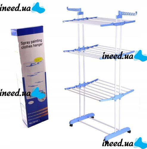 Folding Rack, Clothes Dryer, Linen 3 Tiers Garment Rack With Wheels K12-120 Metal So Convenient Dreamland