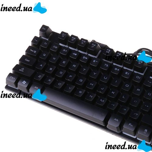 USB проводная геймерская компьютерная клавиатура Landslides KR-6300 с RGB Led подсветкой ATLANFA AT-6300, полноразмерная мембранная Черная