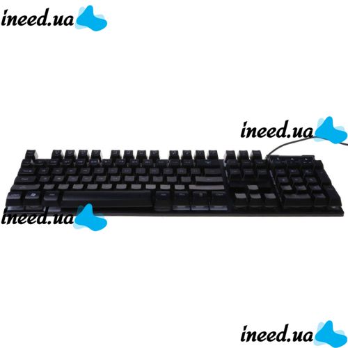 USB проводная геймерская компьютерная клавиатура Landslides KR-6300 с RGB Led подсветкой ATLANFA AT-6300, полноразмерная мембранная Черная