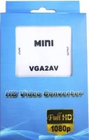 Конвертер переходник VGA на AV RCA тюльпан, Универсальный активный адаптер со звуком и внешним питанием VGA-AV Аудио 3.5 mm Converter Mini 1080P