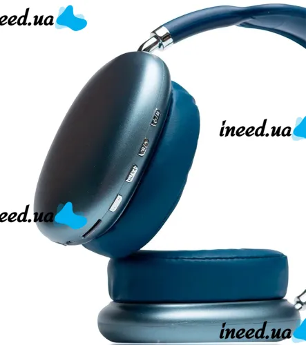 Накладные беспроводные наушники Bluetooth Macaron P9 Max с Aux, Полноразмерные блютуз стереонаушники со слотом карты памяти MicroSD, TF Card Синие