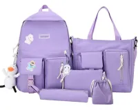 School Bag Set 5 in 1 Fashion YY156-2 Backpack, shopper bag, pencil case and cosmetic bag and a bag for small things to school, a teenage satchel with a badge