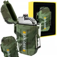 Электроимпульсная дуговая выдвижная зажигалка Explorer F13 две дуги от USB, Аккумуляторная электрозажигалка с защитой от ветра и пламенной дугой