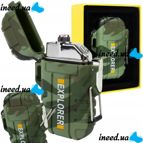 Электроимпульсная дуговая выдвижная зажигалка Explorer F13 две дуги от USB, Аккумуляторная электрозажигалка с защитой от ветра и пламенной дугой