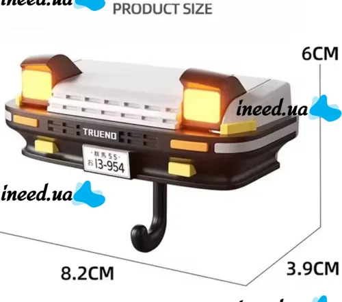 Настенный держатель органайзер для ключей в стиле Toyota Trueno AE86 с LED подсветкой фар, Настенная авто ключница с 1 крючком от батареек