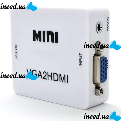Конвертер переходник VGA на HDMI активный адаптер со звуком и внешним питанием VGA-HDMI Аудио вход 3.5 mm Converter Mini 1080P