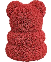 Маленький мишка из искусственных 3D роз Teddy Bear de Luxe 25 см Red, красный медведь Тедди
