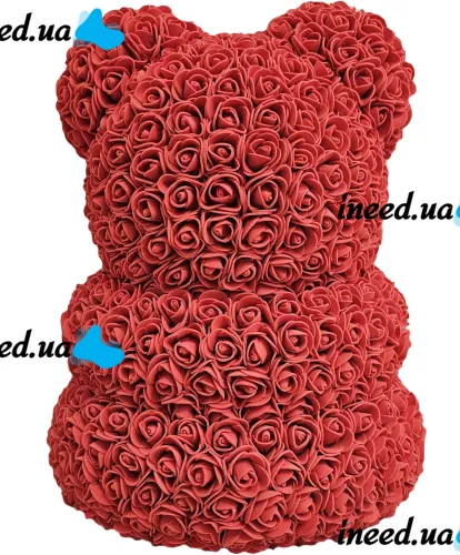Маленький мишка из искусственных 3D роз Teddy Bear de Luxe 25 см Red, красный медведь Тедди