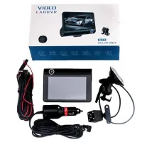 Автомобильный видеорегистратор DVR T655 HDR LCD 4" Full Hd 3 камеры, Авторегистратор с камерой заднего вида с автономным питанием и датчиком удара