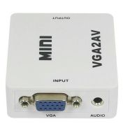 Конвертер переходник VGA на AV RCA тюльпан, Универсальный активный адаптер со звуком и внешним питанием VGA-AV Аудио 3.5 mm Converter Mini 1080P