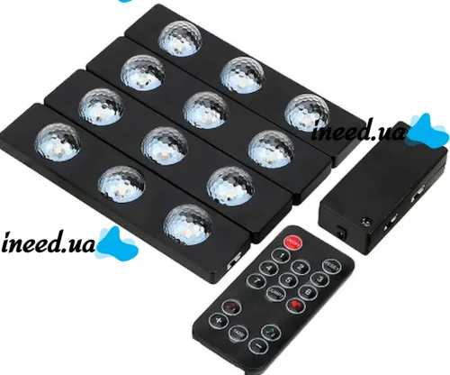 Универсальная автомобильная RGB led подсветка A12 DL-00126 в салон с пультом ДУ, Ленты для подсветки машины с музыкальной синхронизацией 99807