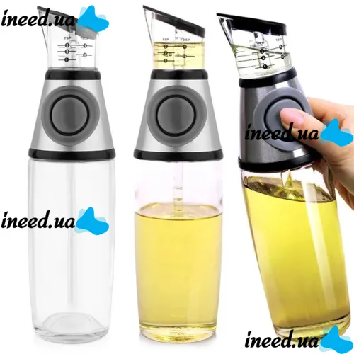 Кухонный дозатор для масла NBZ Press and Measure, стеклянная бутылка для масла и уксуса Oil Dispenser, нажимной диспенсер для жидких продуктов 500 мл