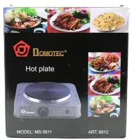 Настольная электрическая плита Domotec MS-5811 на 1 чугунную конфорку диск, Одноконфорочная электроплита 1500W с термостатом на 5 положений Серая