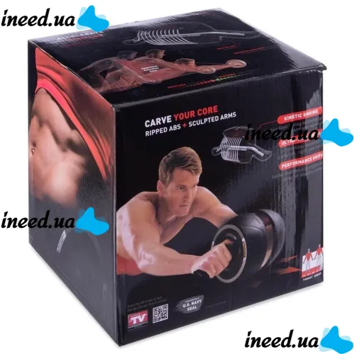 Ролик для пресса с ковриком U-Power AB-Carver Pro с возвратным механизмом, Гимнастический тренажер одинарное колесо для тренировки мышц + коврик