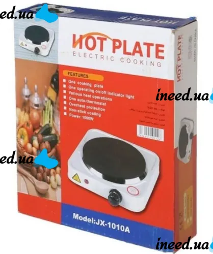 Hot Plate JX-1010A Desktop Electric Stove with 1 Burner, Single-burner 1000W Disc Electric Stove with 5-position Thermostat White