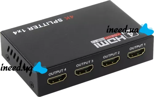 Активный HDMI разветвитель видеосигнала Splitter 1x4 OEM на 4 HDMI порта с поддержкой 4K 2K, Четырехнаправленный сплиттер коммутатор Черный