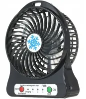 Настольный мини вентилятор Mini Fan XSFS-01 USB с аккумулятором 4.5W Black, портативный охладитель воздуха на подставке с Led фонариком Черный