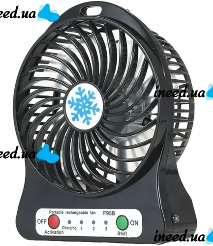Настольный мини вентилятор Mini Fan XSFS-01 USB с аккумулятором 4.5W Black, портативный охладитель воздуха на подставке с Led фонариком Черный