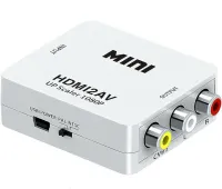 Активный конвертер переходник HDMI на AV RCA AV P42 тюльпан со звуком и внешним питанием, Универсальный адаптер HDMI-AV Converter Mini 1080P Белый