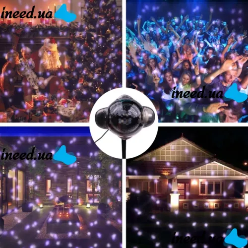 Уличный лазерный LED проектор Christmas Snowfall Projector WL-808 Снегопад с пультом, Светодиодный новогодний дискошар, Новогодняя уличная подсветка 