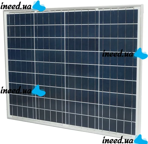Универсальная поликристаллическая солнечная панель Solar board Komaes 50W 18V 54x70x2.5 см, Солнечная батарея KM(P)50 для зарядки от солнца Черная