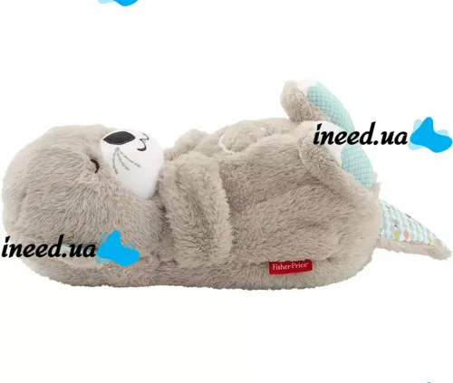 Luminous Breathing Otter Fisher Price FXC66 30cm with Breathing for Children's Sleep, Soft Plush Toy Musical Night Light with Batteries Grey