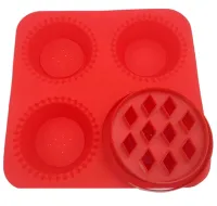 Силиконовая форма My Lil Pie Maker для выпекания и запекания кексов, маффинов на 4 ячейки, Формочка для выпечки корзиночек и готовки на кухне Красная