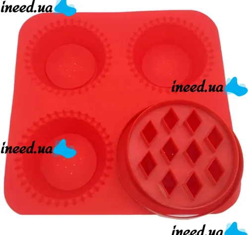 Силиконовая форма My Lil Pie Maker для выпекания и запекания кексов, маффинов на 4 ячейки, Формочка для выпечки корзиночек и готовки на кухне Красная