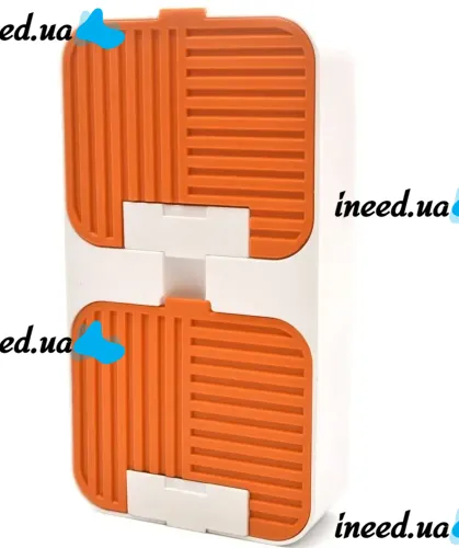 Настенный органайзер для мыла Flip Lid Drain Soap Box на 2 отсека с откидными крышками, Двойная навесная мыльница со сливом на стену в ванную