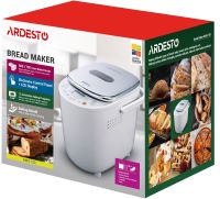Электрическая хлебопечь Ardesto BMG-750 500W для домашнего выпекания хлеба, Хлебопечка с LCD дисплеем 12 режимов до 750 грамм от сети 220V Белая