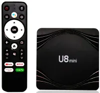 Смарт приставка Smart TV Box U8 Mini 4Gb/32GB Android с пультом, ТВ медиаплеер 4K Андроид со встроенным Wi-Fi модулем для телевизора Черная