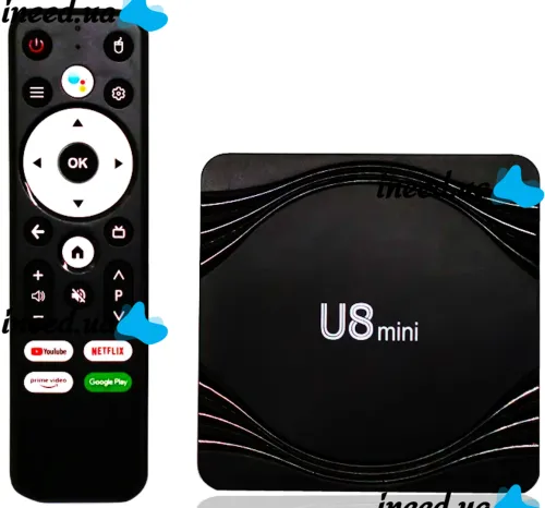 Смарт приставка Smart TV Box U8 Mini 4Gb/32GB Android с пультом, ТВ медиаплеер 4K Андроид со встроенным Wi-Fi модулем для телевизора Черная