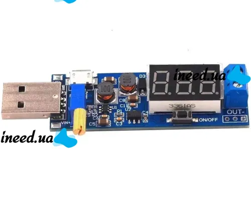 Универсальный понижающий повышающий преобразователь USB WX-6423 DC-DC 3.5-12V 1.2-24V Модуль преобразования напряжения 3.5-12В 1.2-24В с вольтметром