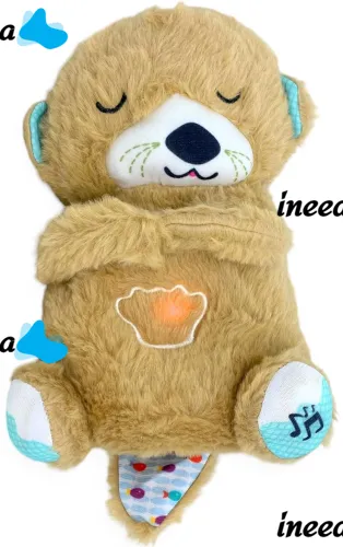 Светящаяся дышащая Выдра Fisher Price FXC66 30 см с дыханием для сна детей, мягкая плюшевая игрушка музыкальный ночник от батареек Коричневая