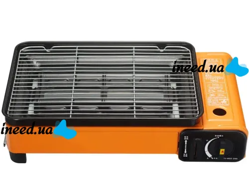 Настольная газовая гриль плита Blue Shield BDZ-290A 2200W на 1 конфорку, Одноконфорочная плитка барбекю с автоматическим пьезоподжигом и шампурами