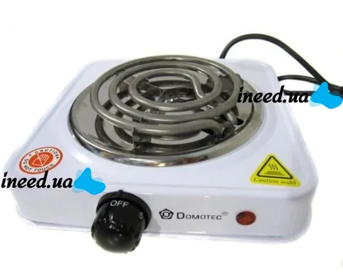 Электрическая настольная спиральная плита на одну конфорку Domotec MS-5801 1000W, Одноконфорочная электроплита 1000Вт с термостатом на 5 положений