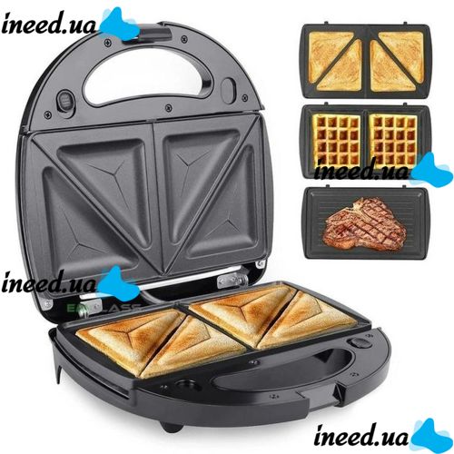 Sandwich maker sandwich maker multi-baker 4 in 1 Domotec MS-7704 1000W 4in1 grey grill, waffle iron, hazel 1000W