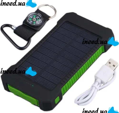 Портативное зарядное батарея Power Bank Solar JS-809 50000 mAh с солнечной панелью и фонариком, Внешний аккумулятор повербанк для зарядки USB 2.1A