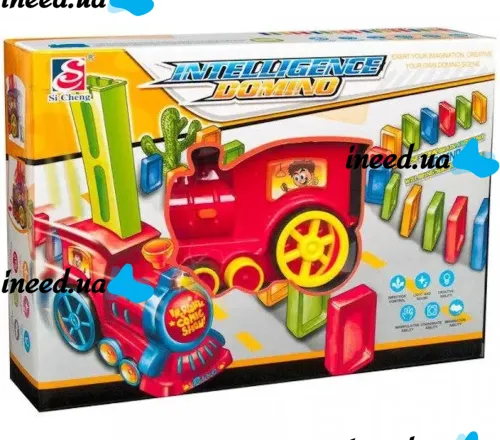Развивающая игрушка паровозик кладущий домино Happy Truck sciries 955-1A 60 деталей Детский конструктор поезд Train Domino 660B от батареек от детей