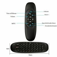 Беспроводная аэромышь C120 RuS с клавиатурой Air mouse с гироскопом, Универсальный USB пульт русская раскладка мини клавиатура на батарейках Черная