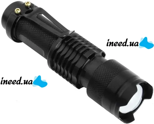 Ручной мини фонарик с линзой Bailong BL-8468 99000W Карманный светодиодный фонарь Supretto X-Balog с функцией зума Черный