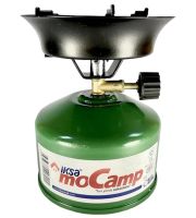 Походная газовая горелка Iksa MoCamp 203 Green с пьезоподжигом, Портативная мини плита для приготовления еды, Баллон для пикника и кемпинга Зеленая