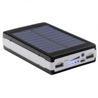 Портативное зарядное Power Bank Solar 50000 mAh c Led фонариком УМБ Metal Черный на солнечной батарее Павербанк, внешний аккумулятор, PowerBank 