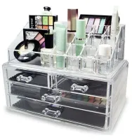 Настольный акриловый органайзер Акриловый Cosmetic Storage Box для косметики и мелочей, Косметический бокс с выдвижными ящиками Прозрачный