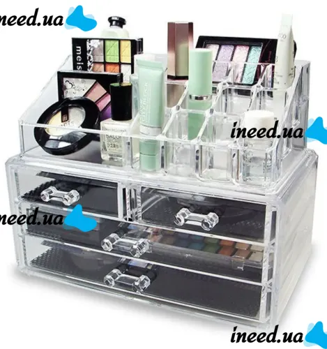 Настольный акриловый органайзер Акриловый Cosmetic Storage Box для косметики и мелочей, Косметический бокс с выдвижными ящиками Прозрачный